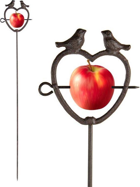 Esschert Vogelvoederhart op Pin - Bruin - Gietijzer - 16 x 2.5 x 93.5 cm
