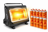 SMH LINE® Poêle à gaz - 2en1 - Incl. 12 bouteilles de gaz - Chauffage - XL - 1,7 kW - Chauffe-terrasse - Poêle à gaz de camping
