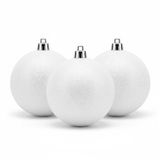 Cosy & Trendy Kerstballen - 6 stuks - wit - glitters - D8 cm - kunststof