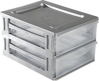 Hega Hogar Ladeblokje/bureau organizer 2x lade - grijs/transparant - L26 x B35 x H20 cm - kunststof