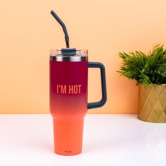 Fisura XXL thermosbeker (1,2 liter) - Oranje/Rood