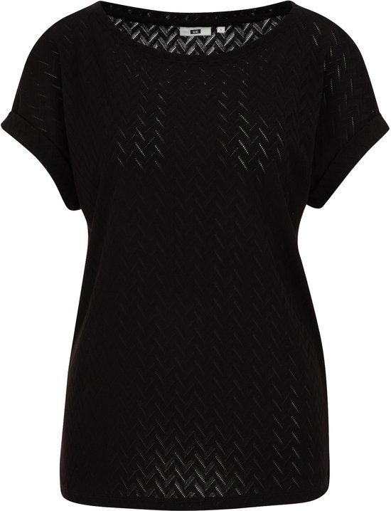 WE Fashion Dames T-shirt met opengewerkte structuur