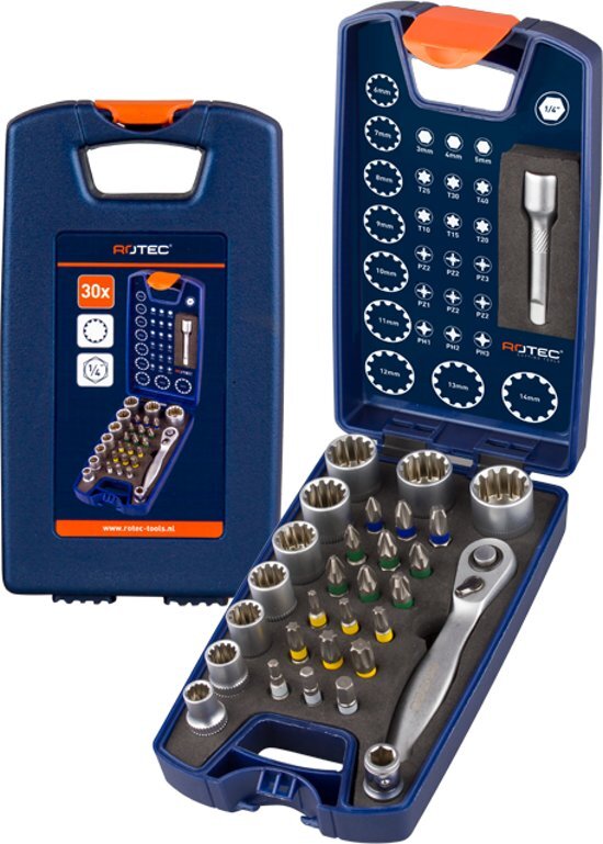 Rotec 30-dlg. OPTI-Bitset (PH, PZ, Torx en inbus + doppen)