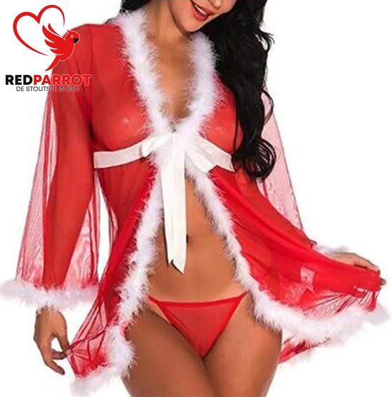 Erotische Kerst Kleding Kerstvrouw Rood en Wit XL/XXL