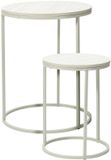 Home & Styling Bijzettafeltjes set 2x stuks Verona - wit - D40 x H50 cm/D30 x H40 cm - metaal/hout