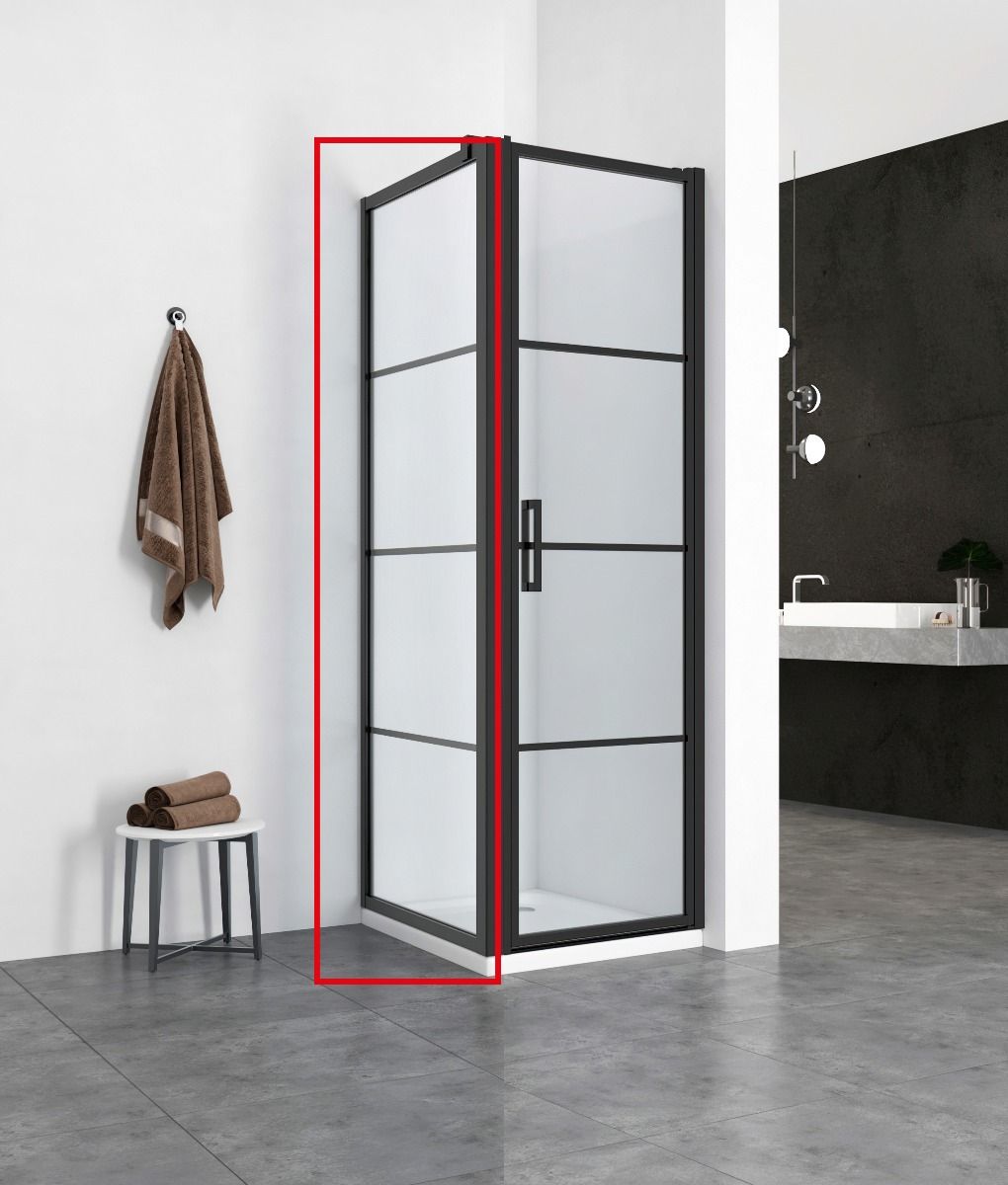 Badkamerplanet Zijwand 90x200 cm TBV Douchedeur Mat Zwart Frame Black Onyx Diverse Maten