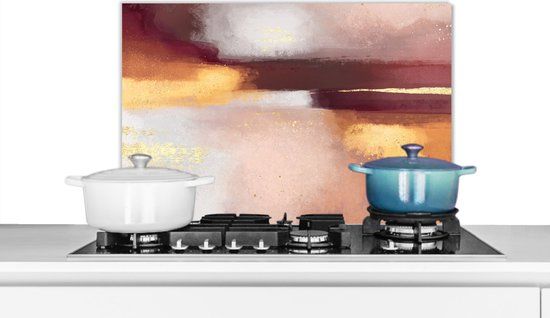 Spatscherm keuken - Abstract - Pastel - Verf - Goud - Glitters - 60x40 cm - Aluminium
