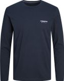 JACK&JONES JJALVIS TEE LS CREW NECK Homme T-shirt Manches longues Coton Coupe Regular Bleu marine M