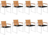 vidaXL Tuinstoelen 8 st met kussens massief acaciahout