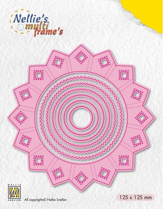 Nellie's Choice MFD110 Stanssjabloon bloem cirkelsnijwerk multi-frame 7 stuks 12,5 x 12,5 cm