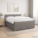 vidaXL Boxspringbed met matras, taupekleurig, 160 x 200 cm, met stoffen bekleding