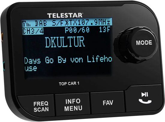 Telestar TOP CAR 1 DAB+ ontvanger Handsfree-functie, Zuignaphouder