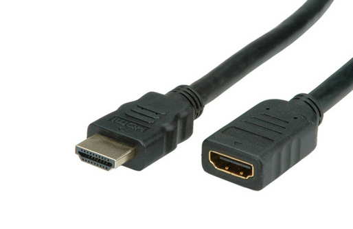 Value HDMI High Speed Cable + Ethernet, M/F 1 m - Zwart