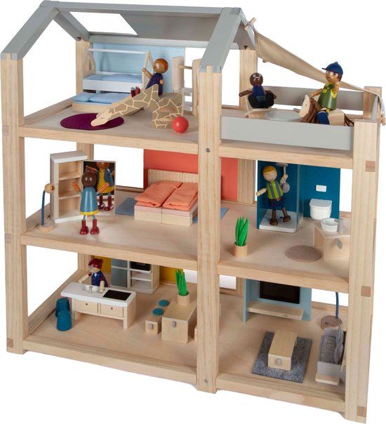 Small Foot - Houten Poppenhuis met Meubels - Multi kleuren