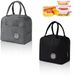 Sac isotherme sans marque - Double couche épaissie avec film isolant thermique - Sac à lunch pour bureau, école, camping, voyage - Noir et Gris - 2 pièces 6L