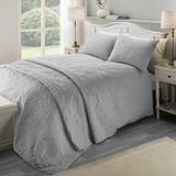 Serene - Luana - Pinsonic Dekbedovertrek Set - Super-King Bed Maat in Zilver