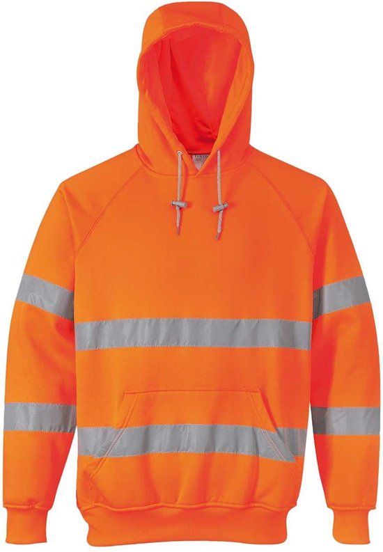 Portwest B304 Hi-Vis Hooded Sweatshirt - Orange - Size S