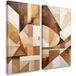 Set de tableaux sur toile abstraction géométrique beige marron 2 x 50x100
