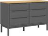 vidaXL commode FLORO massief grenenhout grijs