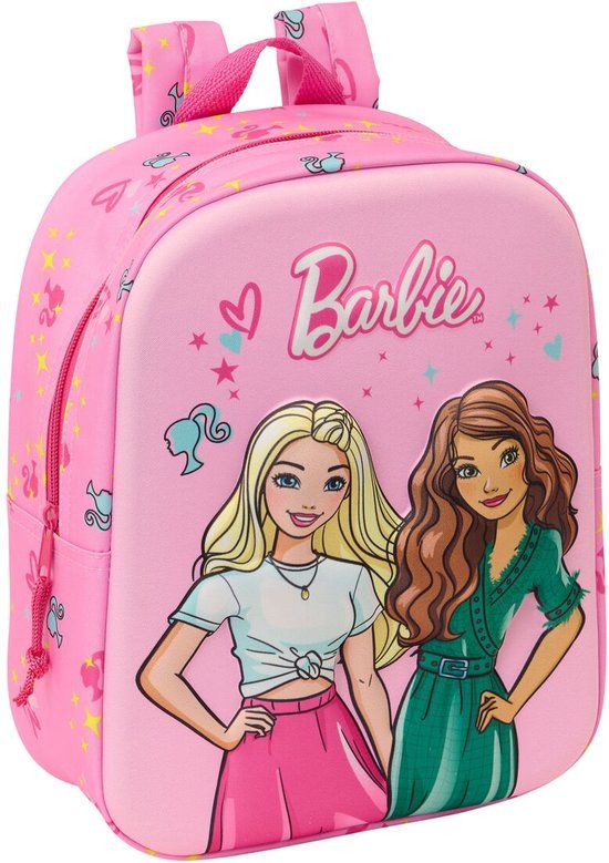 Barbie Schoolrugzak Roze Fuchsia 22 x 27 x 10 cm 3D