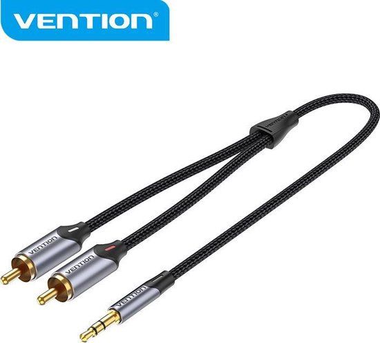 Vention 3.5mm Aux naar 2 RCA Tulp Audio Kabel - 3 meter - Zwart