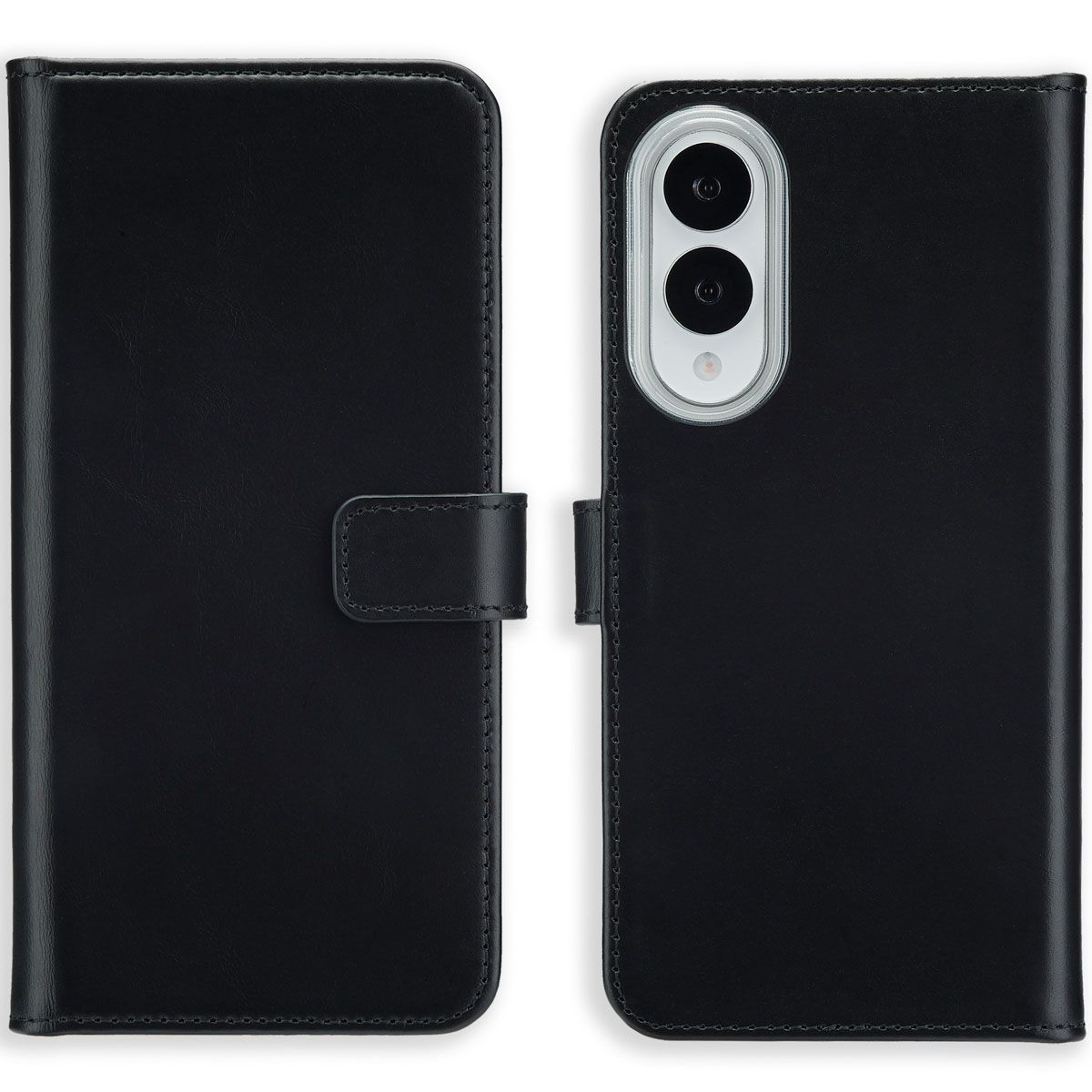 Selencia Echt Leren Bookcase Samsung Galaxy S25 Edge - Zwart