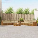 vidaXL - Bank loungeset - 8 zitplekken - Natuurlijk en beige - Acacia hout