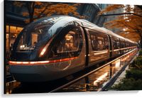 Merkloos / Sans marque Canvas - Trein - Voertuig - Stad - Mensen - Vervoer - 120x80 cm Foto op Canvas Schilderij