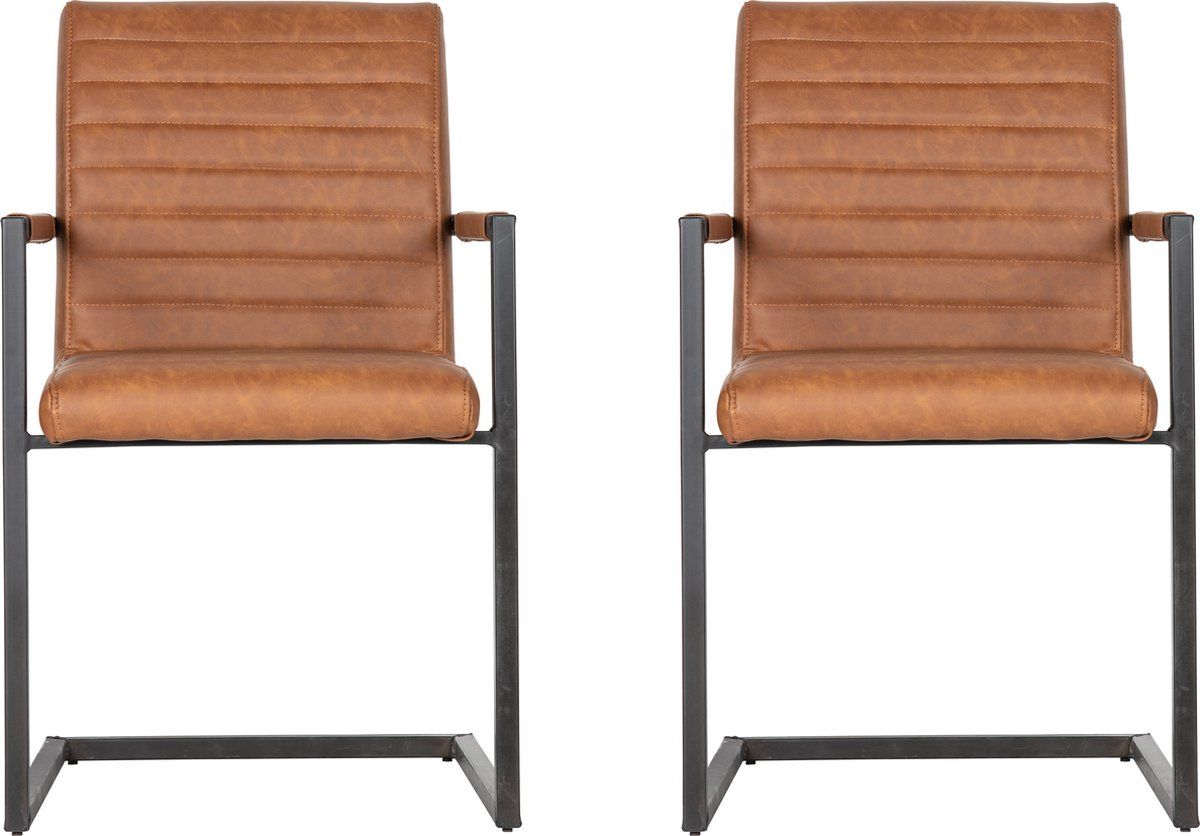 woood Bas Eetkamerstoel - Cognac - Set van 2