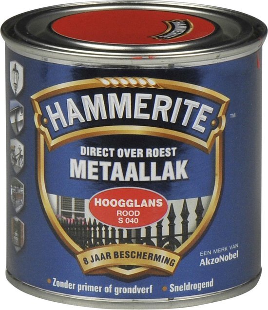 Hammerite direct over roest metaallak hoogglans rood - 250 ml