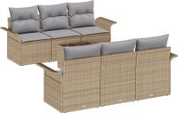 vidaXL Tuinbank Set 7-delig Beige en Grijs Polyrattan