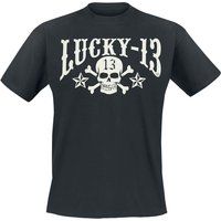 Lucky 13 T-shirt - Skull Stars - S tot 4XL - voor Mannen - zwart