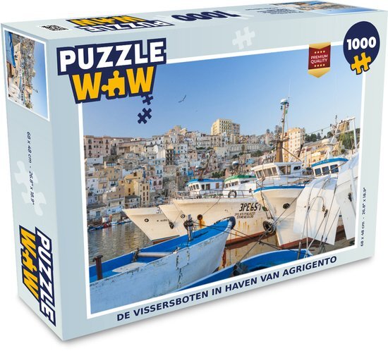 MuchoWow Puzzel De vissersboten in haven van Agrigento - Legpuzzel - Puzzel 1000 stukjes volwassenen