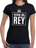 Bellatio Decorations Viva el Rey Zwart shirt dames - Koningsdag/Holland supporter kleding - Katoen - Maat XL