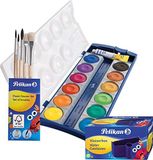 Pelikan verfdoos K12, 12 kleuren + 1 tube dekwit, schoolstandaard (met beker + penseel), blauw