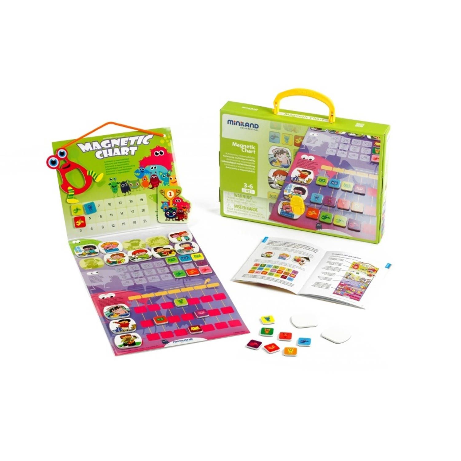 Miniland Leerspel Magnetic Chart Junior 15 X 20 Cm 3-delig - Multicolor