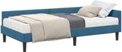vidaXL Cadre de lit d'angle avec matelas 2 places bleu 90 x 190 cm velours