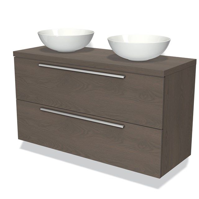 Maxaro Badkamermeubel Modulo Plato 120cm Donkerbruin Eiken 2 Lades