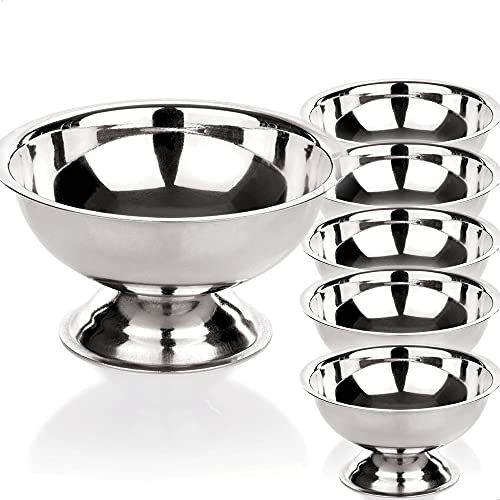 Kerafactum 6 IJsbekers | Schaal IJsschaal Ronde Vorm Dessertkom | Voor het Dippen van IJs van Roestvrij Staal | Ice Cream Bowl Ø 9 cm