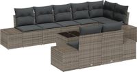vidaXL Tuinbank Set 9-delig Grijs Polyrattan