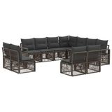 vidaXL Tuinbank Set 11 st Grijs poly rattan