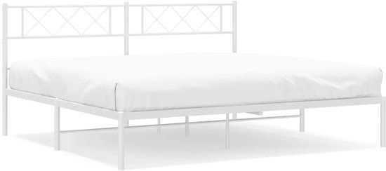 vidaXL Bedframe met hoofdbord metaal wit 183x213 cm
