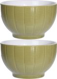 Excellent Houseware Bols à soupe/bols de service - 2x - Venice - céramique - D14 x H8 cm - vert