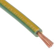 RS PRO Enkele aderkabel 1 mm², 18 AWG 100m groen/geel PVC geïsoleerd Ø 3.4mm 32/0.2 mm strengen, verpakking van 100 meter