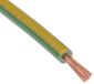 RS PRO Enkele aderkabel 1 mm², 18 AWG 100m groen/geel PVC geïsoleerd Ø 3.4mm 32/0.2 mm strengen, verpakking van 100 meter