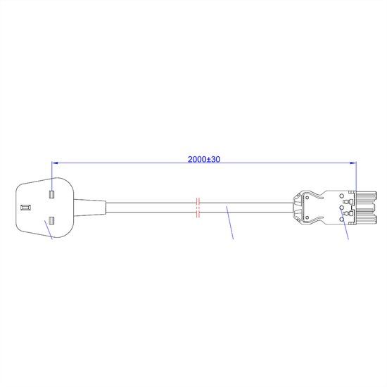 BACHMANN Voedingskabel H05VV-F 3G1,5mm² zw L:2,0m UK/ISV