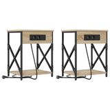 vidaXL Nachtkastje 2 stuks Sonoma eiken 41 x 31 x 51 cm Bewerkt hout