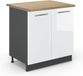 Vicco Keukenonderkast Fame-Line, Wit Hoogglans/Antraciet, 80 cm goudkleurig eiken werkblad