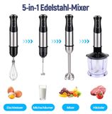 Merkloos Staafmixer set - Hakmolen en garde - 1000 W - RVS - 21 standen