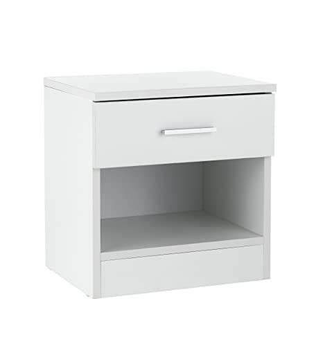 Baroni Home Nachtkastje met lade en vak - Wit - 37 x 30 x 39 cm